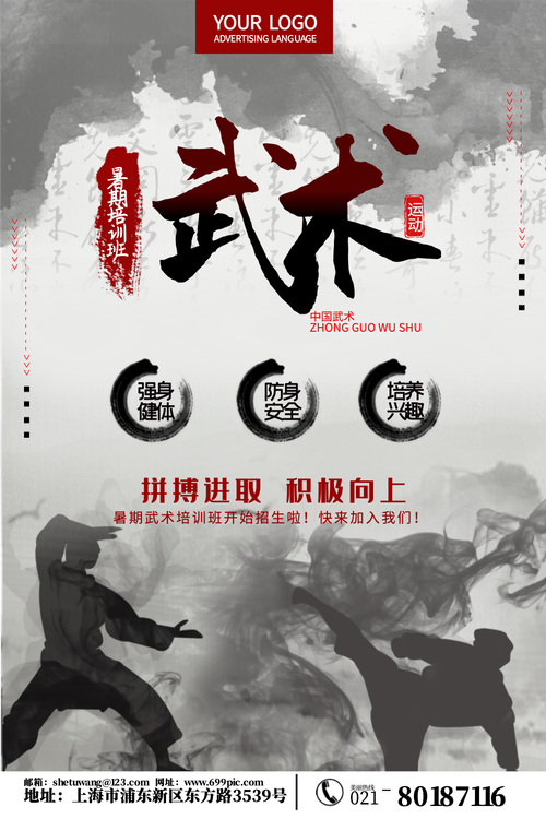 中国风武术培训班海报